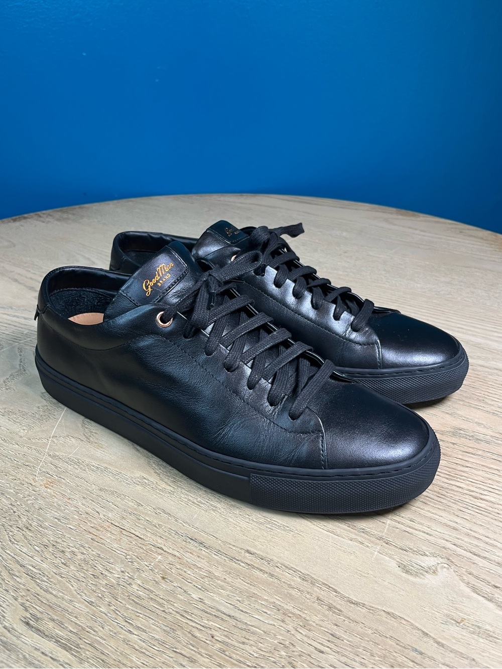 Good Man Brand Edge Low Top Black Italian Leather Sneakers Men’s Size 10.5